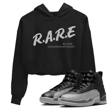 12s Black Wolf Grey shirts to match jordans Be Rare Uncommon Different sneaker match tees Air Jordan 12 Black Wolf Grey match shoes to clothes SNRT Sneaker Tees unisex cotton Black 1 crop tee