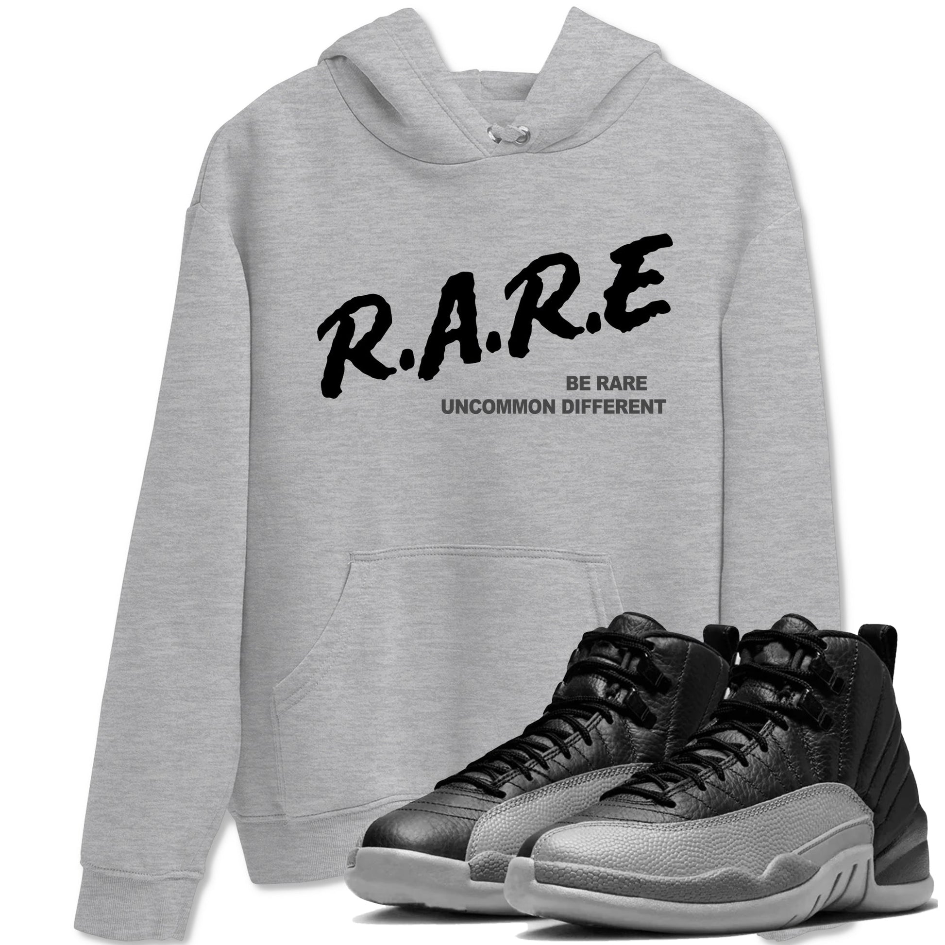 12s Black Wolf Grey shirts to match jordans Be Rare Uncommon Different sneaker match tees Air Jordan 12 Black Wolf Grey match shoes to clothes SNRT Sneaker Tees unisex cotton Heather Grey 1 shirts