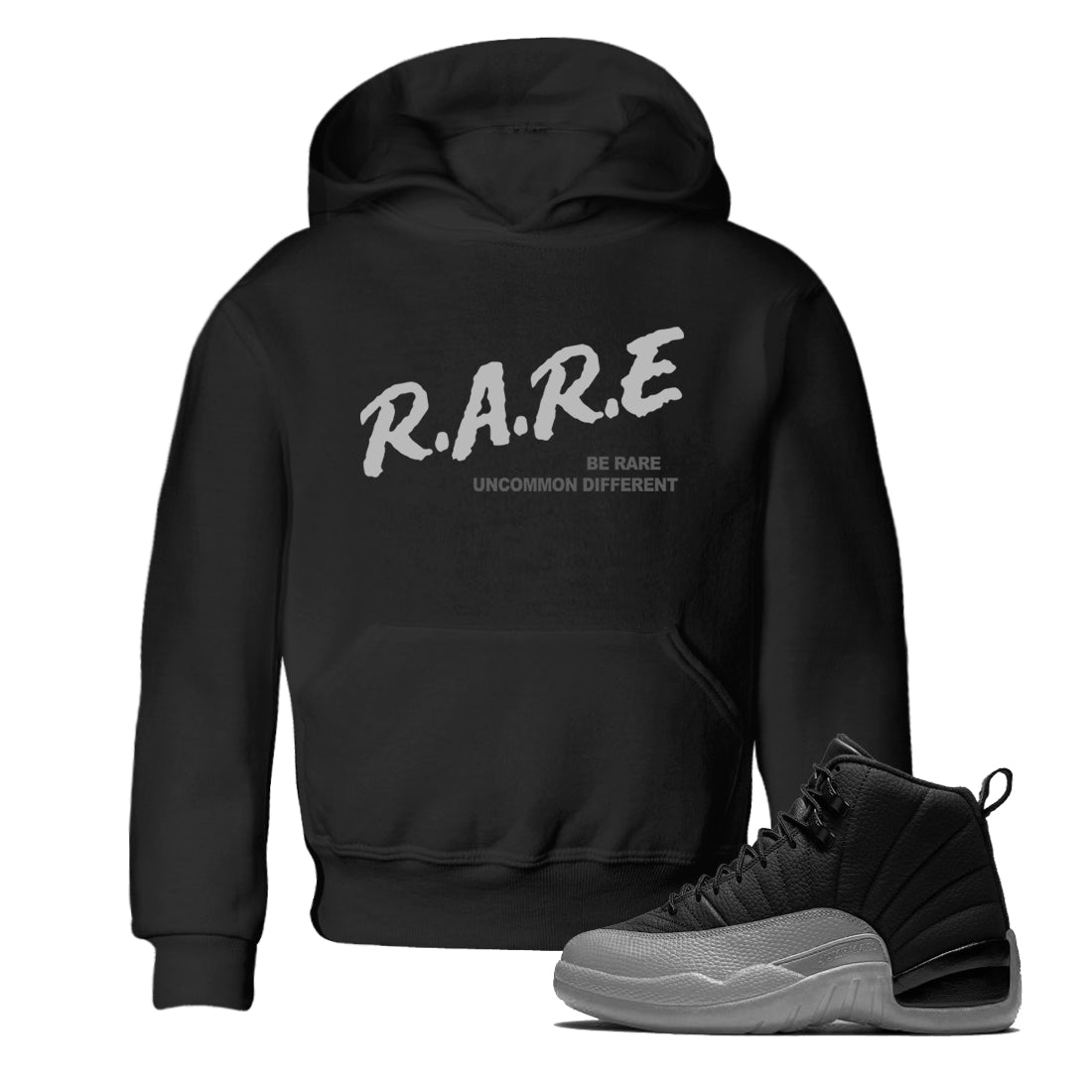 12s Black Wolf Grey shirts to match jordans Be Rare Uncommon Different sneaker match tees Air Jordan 12 Black Wolf Grey match shoes to clothes SNRT Sneaker Tees Youth Baby Black 1 tee