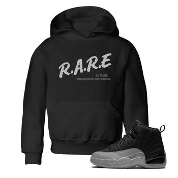 12s Black Wolf Grey shirts to match jordans Be Rare Uncommon Different sneaker match tees Air Jordan 12 Black Wolf Grey match shoes to clothes SNRT Sneaker Tees Youth Baby Black 1 tee