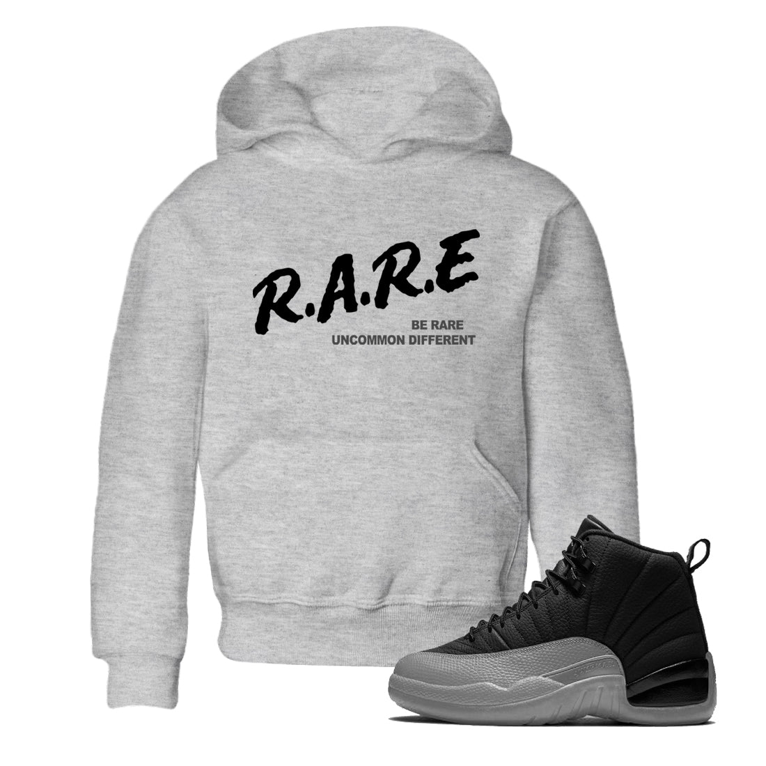 12s Black Wolf Grey shirts to match jordans Be Rare Uncommon Different sneaker match tees Air Jordan 12 Black Wolf Grey match shoes to clothes SNRT Sneaker Tees Youth Baby Heather Grey 1 tee