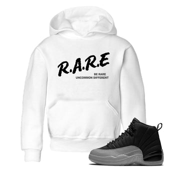 12s Black Wolf Grey shirts to match jordans Be Rare Uncommon Different sneaker match tees Air Jordan 12 Black Wolf Grey match shoes to clothes SNRT Sneaker Tees Youth Baby White 1 tee