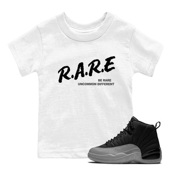 12s Black Wolf Grey shirts to match jordans Be Rare Uncommon Different sneaker match tees Air Jordan 12 Black Wolf Grey match shoes to clothes SNRT Sneaker Tees Youth Baby White 1 tee