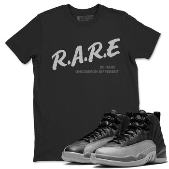 12s Black Wolf Grey shirts to match jordans Be Rare Uncommon Different sneaker match tees Air Jordan 12 Black Wolf Grey match shoes to clothes SNRT Sneaker Tees unisex cotton Black 1 shirts