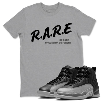 12s Black Wolf Grey shirts to match jordans Be Rare Uncommon Different sneaker match tees Air Jordan 12 Black Wolf Grey match shoes to clothes SNRT Sneaker Tees unisex cotton Heather Grey 1 shirts