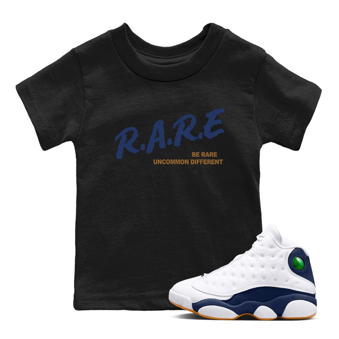 13s Midnight Navy shirts to match jordans Be Rare Uncommon Different sneaker match tees Air Jordan 13 Midnight Navy match shoes to clothes SNRT Sneaker Tees Youth Baby Black 1 tee