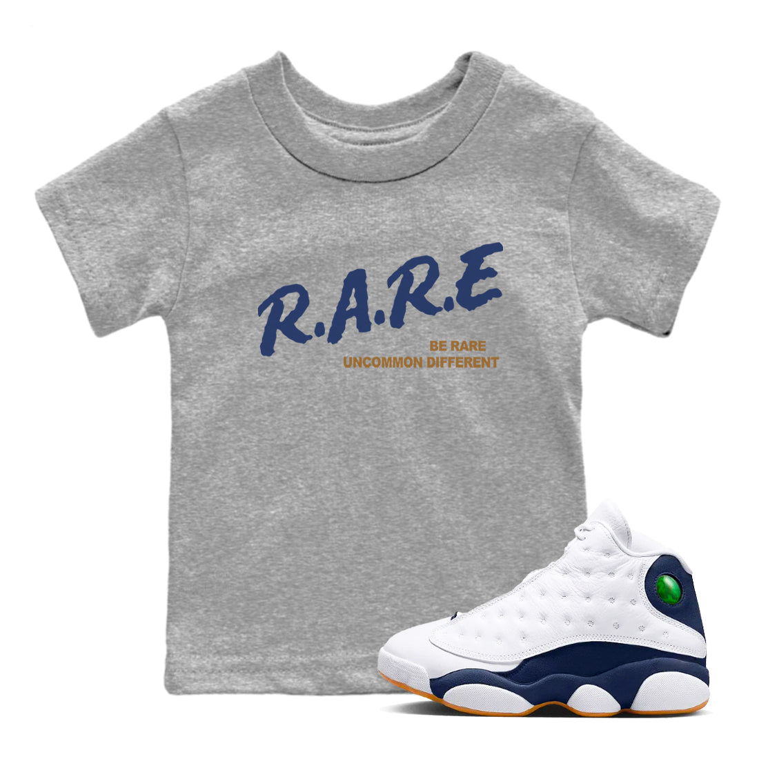 13s Midnight Navy shirts to match jordans Be Rare Uncommon Different sneaker match tees Air Jordan 13 Midnight Navy match shoes to clothes SNRT Sneaker Tees Youth Baby Heather Grey 1 tee