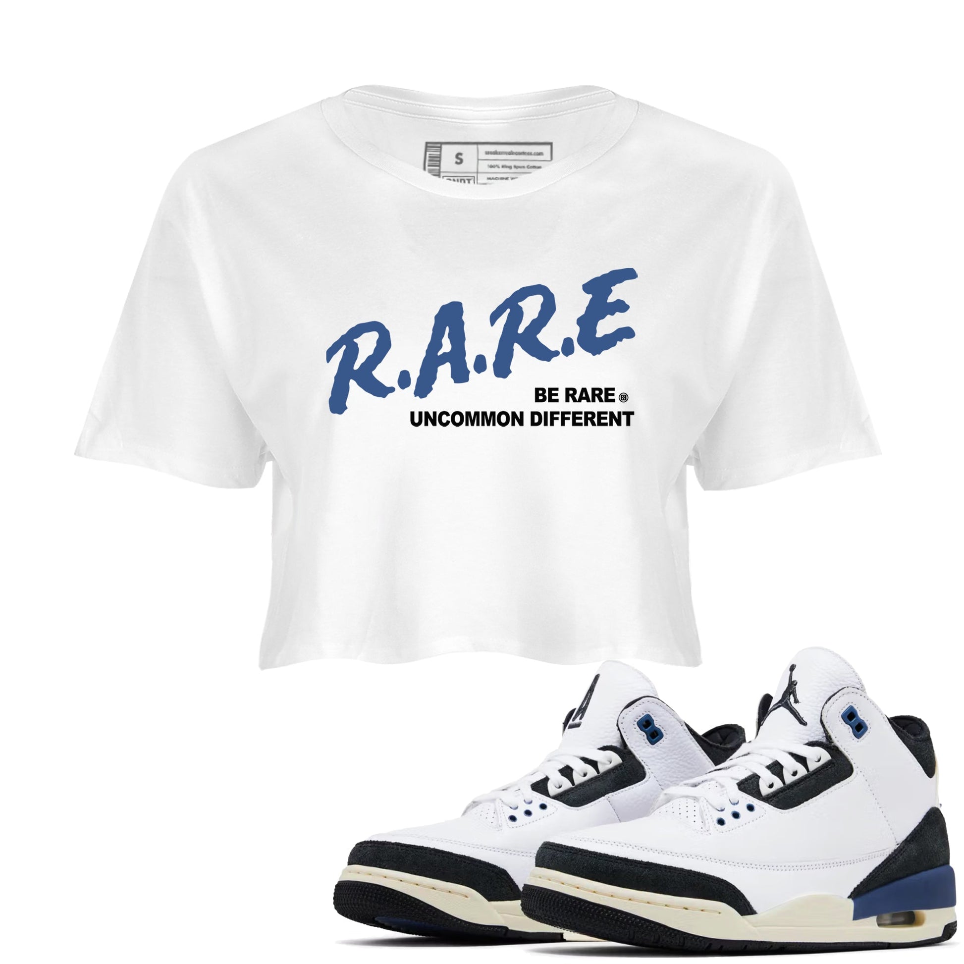 A Ma Maniere Air Jordan 3 Diffused Blue shirts to match jordans Be Rare Uncommon Different graphic tee Jordan 3 For The Love best t-shirts to wear with jordans SNRT Sneaker Tees unisex cotton White 1 crop tee