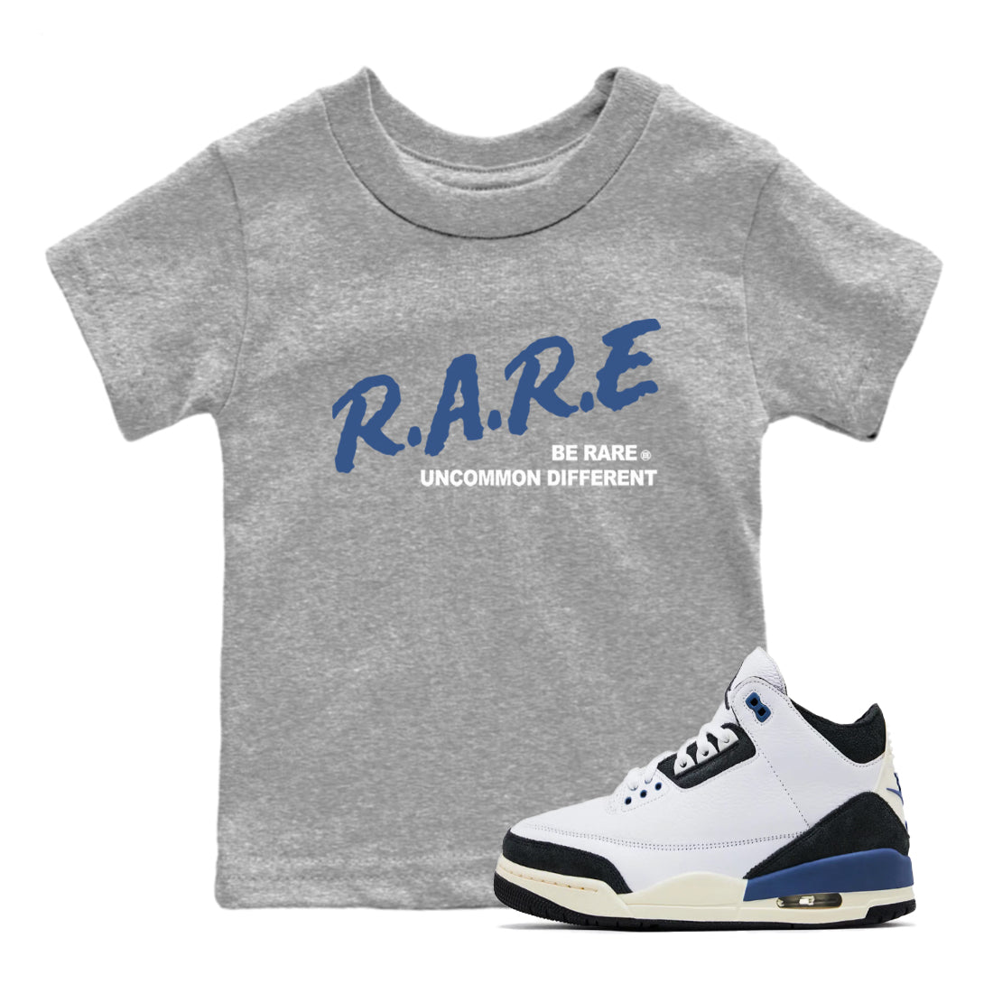 A Ma Maniere Air Jordan 3 Diffused Blue shirts to match jordans Be Rare Uncommon Different graphic tee Jordan 3 For The Love best t-shirts to wear with jordans SNRT Sneaker Tees Youth Baby Heather Grey 1 tee