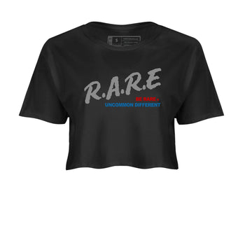 Be Rare Uncommon Different womens crop tee made to vibe with the Air Jordan 3 Rare Air sneakers — the perfect match in Black 2.