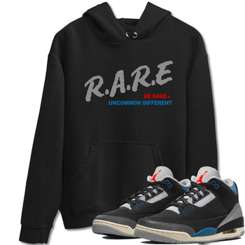 Be Rare Uncommon Different sneaker match t-shirt styled to complete your fit with the Air Jordan 3 Rare Air sneakers, shown in Black 1.
