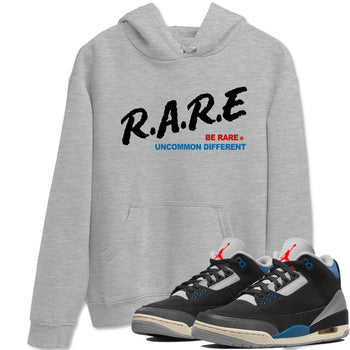 Be Rare Uncommon Different sneaker match t-shirt styled to complete your fit with the Air Jordan 3 Rare Air sneakers, shown in Heather Grey 1.