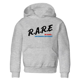 Be Rare Uncommon Different baby and kids t-shirt crafted for little sneakerheads to shine with the Air Jordan 3 Rare Air sneakers, displayed in Heather Grey 2.