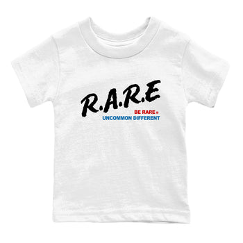 Be Rare Uncommon Different baby and kids t-shirt crafted for little sneakerheads to shine with the Air Jordan 3 Rare Air sneakers, displayed in White 2.