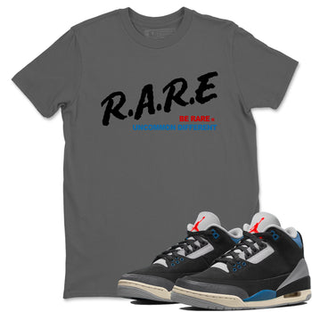 Be Rare Uncommon Different sneaker match t-shirt styled to complete your fit with the Air Jordan 3 Rare Air sneakers, shown in Cool Grey 1.