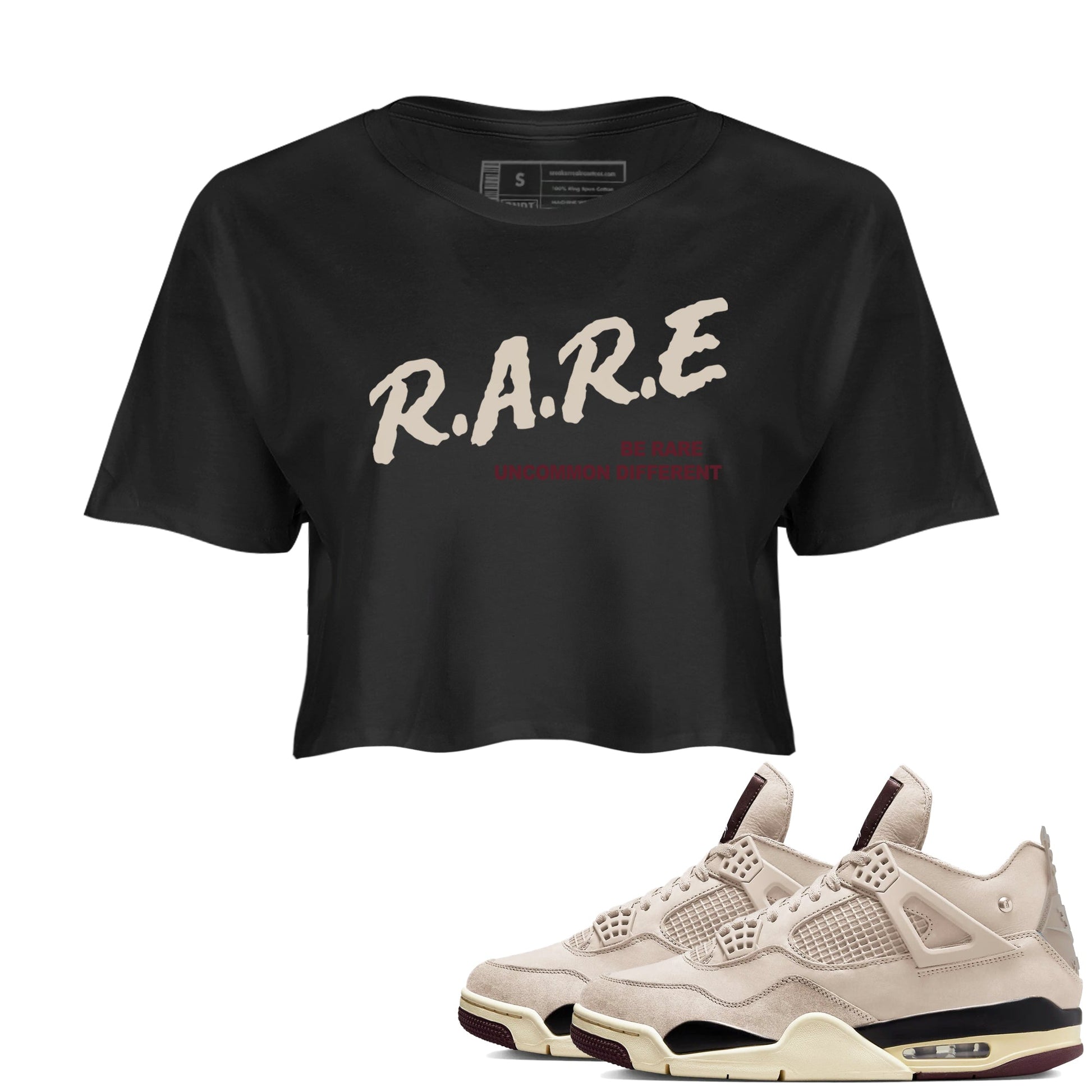 4s A Ma Maniere x Fossil Stone shirts to match jordans Be Rare Uncommon Different sneaker match tees 4s A Ma Maniere x Fossil Stone match shoes to clothes SNRT Sneaker Tees unisex cotton Black 1 crop tee