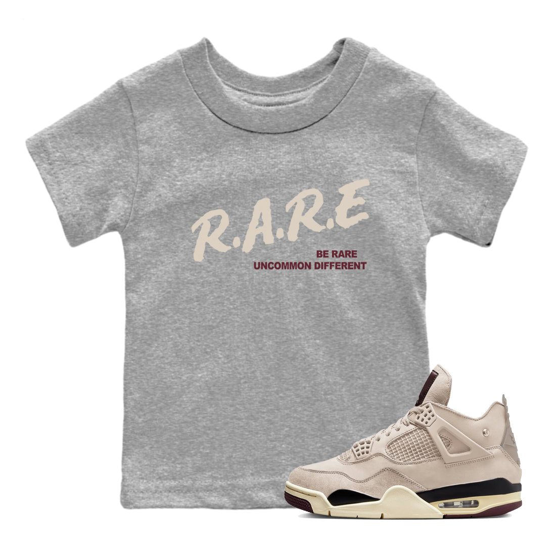 4s A Ma Maniere x Fossil Stone shirts to match jordans Be Rare Uncommon Different sneaker match tees 4s A Ma Maniere x Fossil Stone match shoes to clothes SNRT Sneaker Tees Youth Baby Heather Grey 1 tee