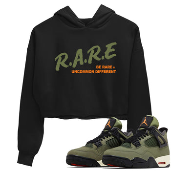 Sneaker match tees – Sneaker Tees To Match Undefeated inspired colorways Air Jordan 4 OG Olive Shoes  – Be Rare Uncommon Different Crop T-Shirt Black 1
