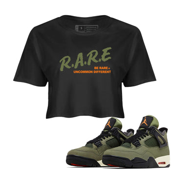 Sneaker match tees – Sneaker Tees To Match Undefeated inspired colorways Air Jordan 4 OG Olive Shoes  – Be Rare Uncommon Different Crop T-Shirt Black 1