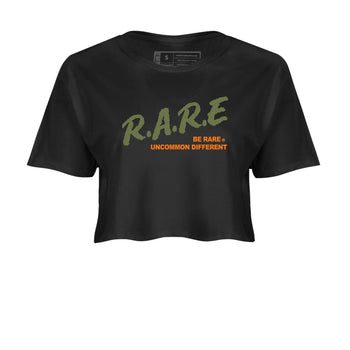 Sneaker match tees – Sneaker Tees To Match Undefeated inspired colorways Air Jordan 4 OG Olive Shoes  – Be Rare Uncommon Different Crop T-Shirt Black 2