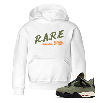 Sneaker match tees – Sneaker Tees To Match Undefeated inspired colorways Air Jordan 4 OG Olive Shoes  – Be Rare Uncommon Different Kids T-Shirt White 1