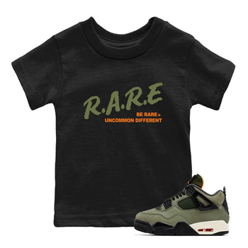 Sneaker match tees – Sneaker Tees To Match Undefeated inspired colorways Air Jordan 4 OG Olive Shoes  – Be Rare Uncommon Different Kids T-Shirt Black 1