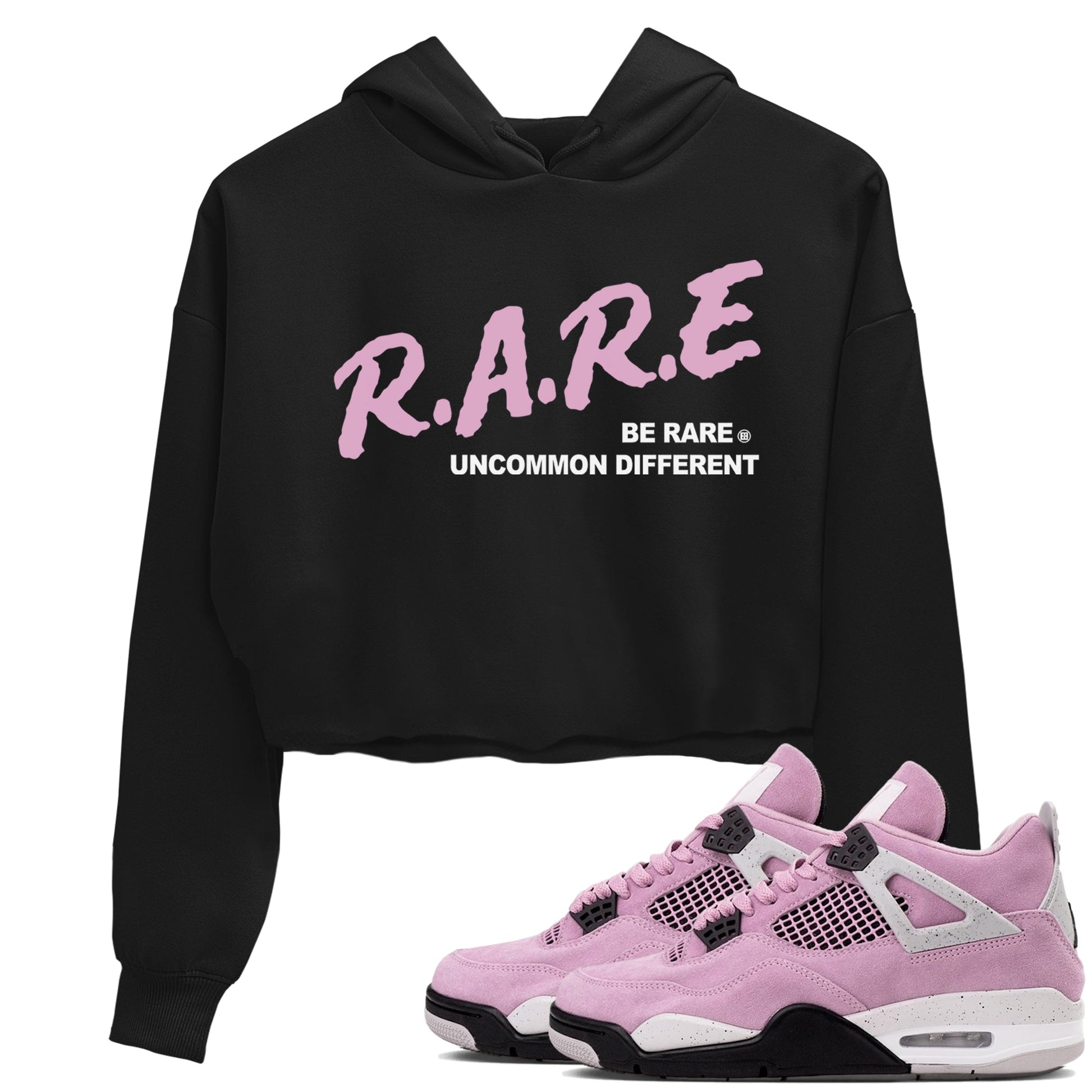 4s Retro Orchid shirts to match jordans Be Rare Uncommon Different sneaker match tees Air Jordan 4 WMNS Orchid match shoes to clothes SNRT Sneaker Tees unisex cotton Black 1 crop tee