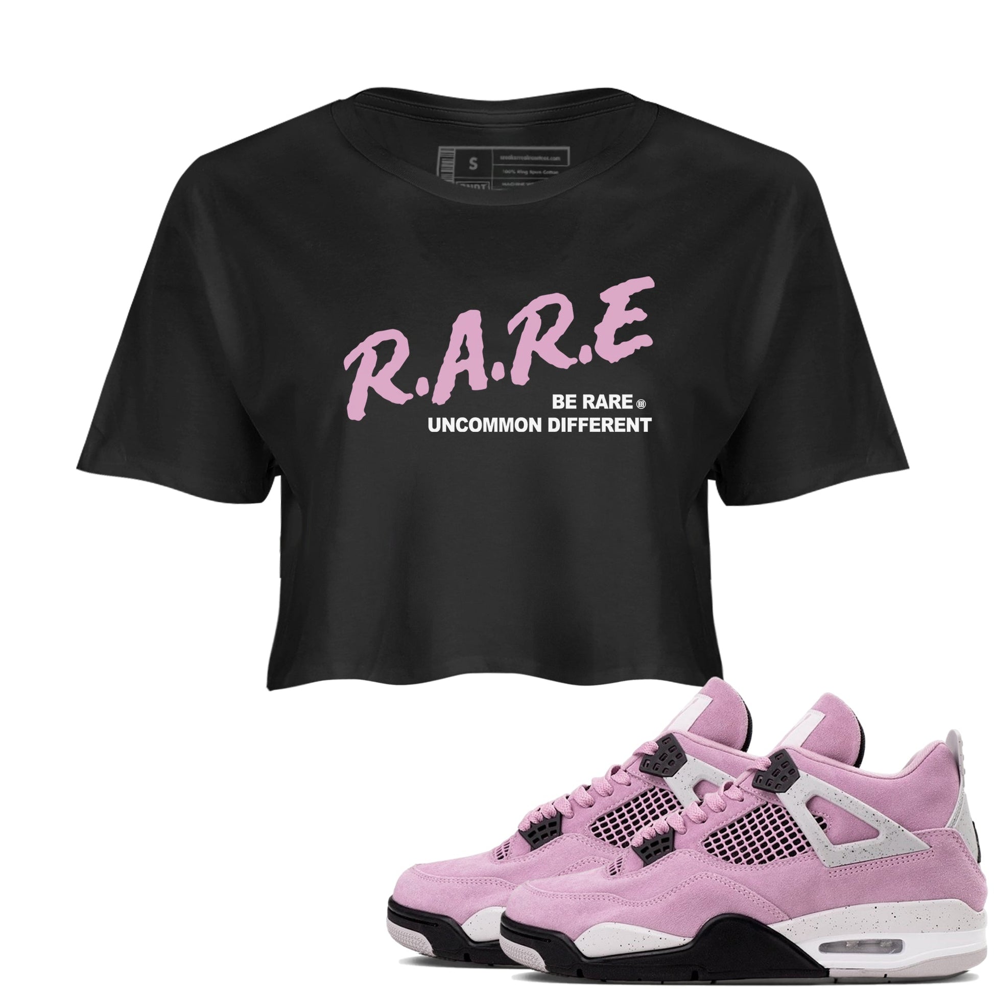 4s Retro Orchid shirts to match jordans Be Rare Uncommon Different sneaker match tees Air Jordan 4 WMNS Orchid match shoes to clothes SNRT Sneaker Tees unisex cotton Black 1 crop tee