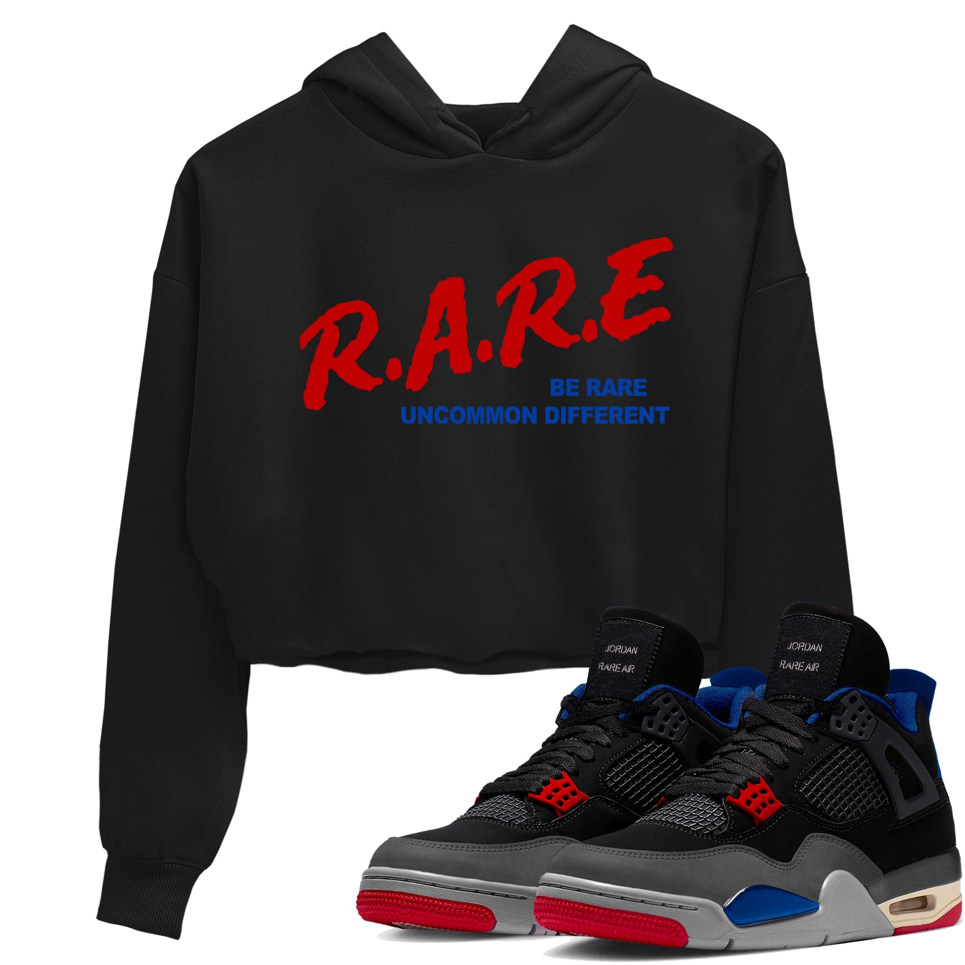 4s Rare Air shirts to match jordans Be Rare Uncommon Different sneaker match tees Air Jordan 4 Rare Air match shoes to clothes SNRT Sneaker Tees unisex cotton Black 1 crop tee