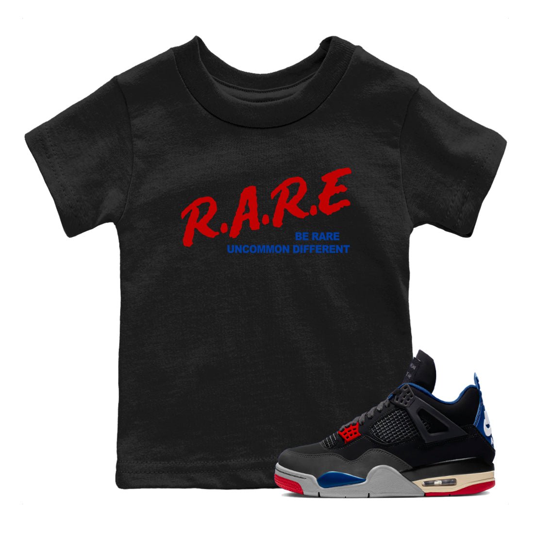 4s Rare Air shirts to match jordans Be Rare Uncommon Different sneaker match tees Air Jordan 4 Rare Air match shoes to clothes SNRT Sneaker Tees Youth Baby Black 1 tee