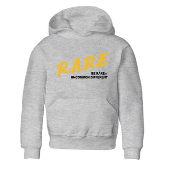 Sneaker match tees – Sneaker Tees To Match Jordan 5 Varsity Maize and Wolf Grey Shoes – Be Rare Uncommon Different Kids T-Shirt Heather Grey 2