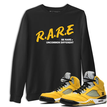 Sneaker match tees – Sneaker Tees To Match Jordan 5 Varsity Maize and Wolf Grey Shoes – Be Rare Uncommon Different Tee Black 1