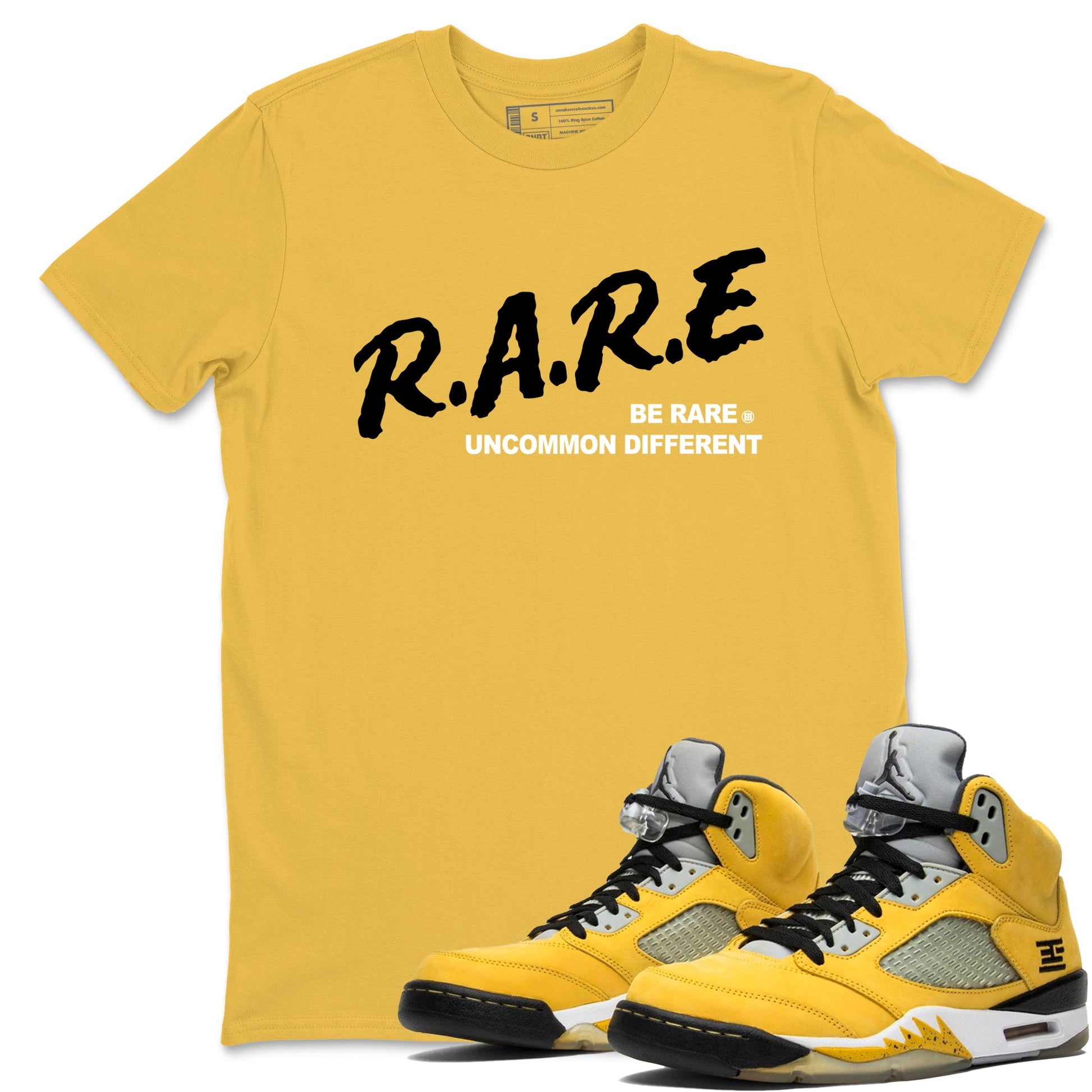 Sneaker match tees – Sneaker Tees To Match Jordan 5 Varsity Maize and Wolf Grey Shoes – Be Rare Uncommon Different Tee Daisy 1