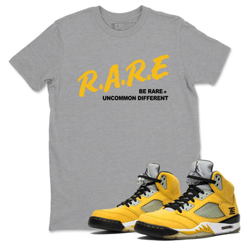 Sneaker match tees – Sneaker Tees To Match Jordan 5 Varsity Maize and Wolf Grey Shoes – Be Rare Uncommon Different Tee Heather Grey 1