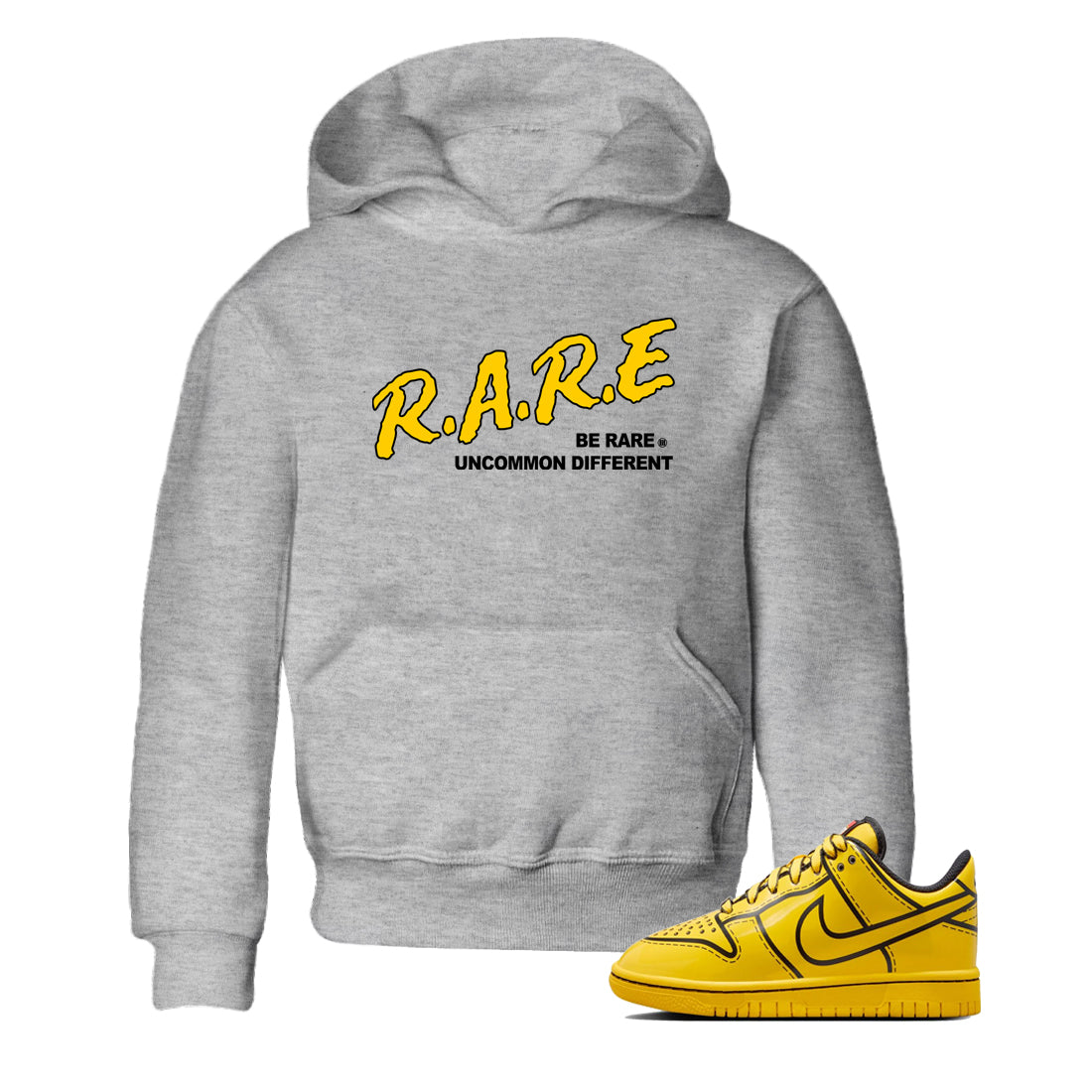 Best Christmas gifts for sneakerheads  – Sneaker Tees To Match Dunk Tour Yellow Sneakers – Be Rare Uncommon Different Kids T-Shirt Heather Grey 1
