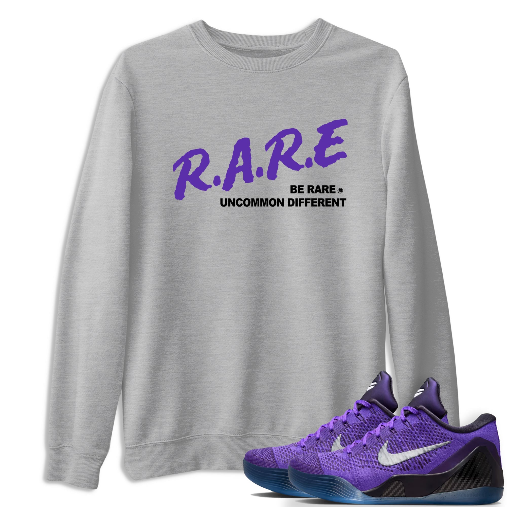 Sneaker Threads – Sneaker Tees To Match Nike KB 9 Hyper Grape – Be Rare Uncommon Different Graphic Tee Heather Grey 1. Perfect for Jordan releases 2025 colorways. Perfect for purple basketball sneaker releases and legacy-inspired colorways for 2025 hoopers.