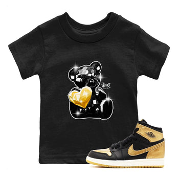 1s Black Metallic Gold shirts to match jordans Bear Germ sneaker match tees Jordan 1 High OG Black and Gold SNRT Sneaker Tees streetwear brand Baby and Youth Black 1 cotton tee