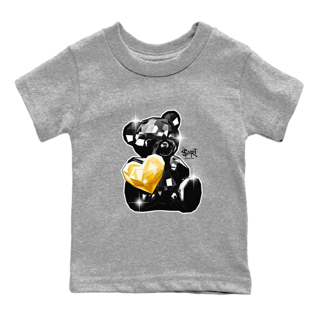 1s Black Metallic Gold shirts to match jordans Bear Germ sneaker match tees Jordan 1 High OG Black and Gold SNRT Sneaker Tees streetwear brand Baby and Youth Heather Grey 2 cotton tee