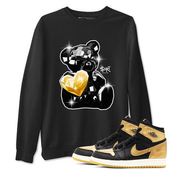 1s Black Metallic Gold shirts to match jordans Bear Germ sneaker match tees Jordan 1 High OG Black and Gold SNRT Sneaker Tees streetwear brand Black 1 unisex cotton tee
