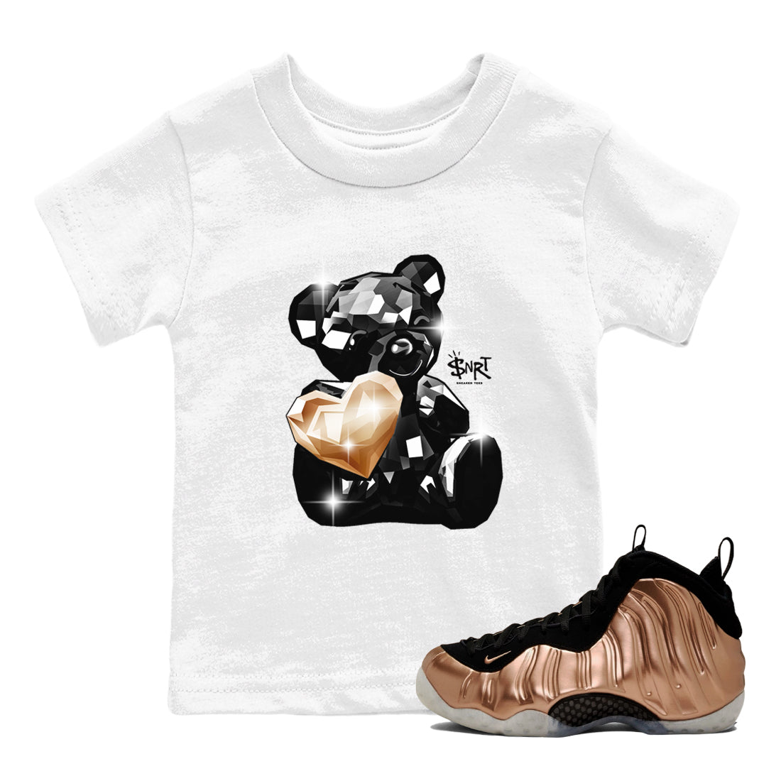 Foams One Metallic Copper shirts to match jordans Bear Germs sneaker match tees Air Foamposite One Metallic Copper match shoes to clothes SNRT Sneaker Tees Youth Baby White 1 tee