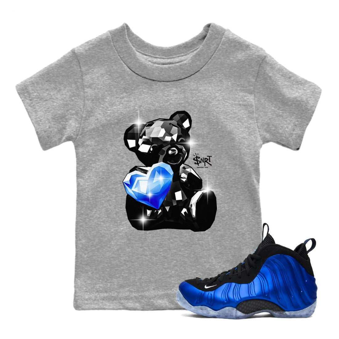 Foams One Royal shirts to match jordans Bear Germs sneaker match tees Air Foamposite One Royal match shoes to clothes SNRT Sneaker Tees Youth Baby Heather Grey 1 tee