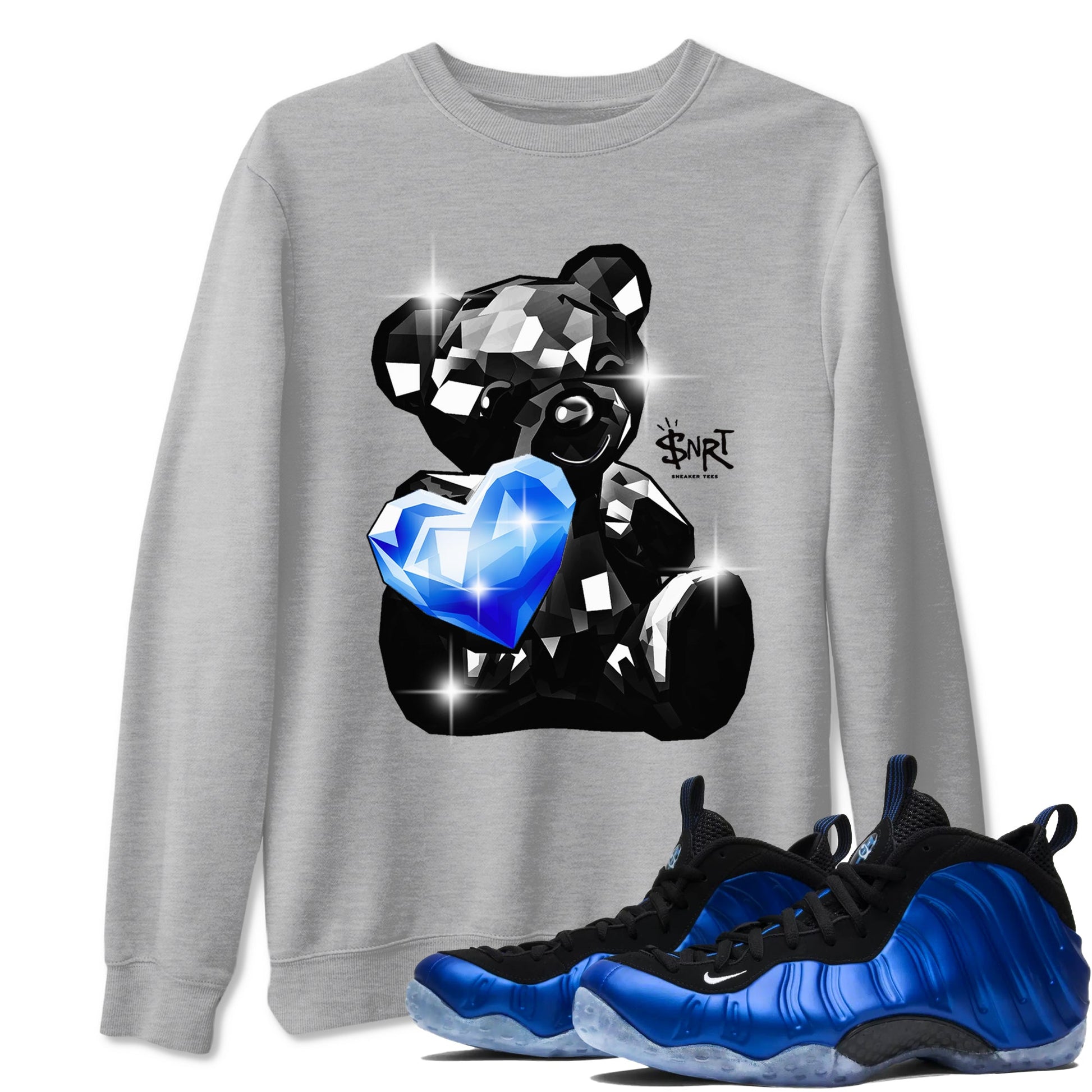 Foams One Royal shirts to match jordans Bear Germs sneaker match tees Air Foamposite One Royal match shoes to clothes SNRT Sneaker Tees unisex cotton Heather Grey 1 shirts
