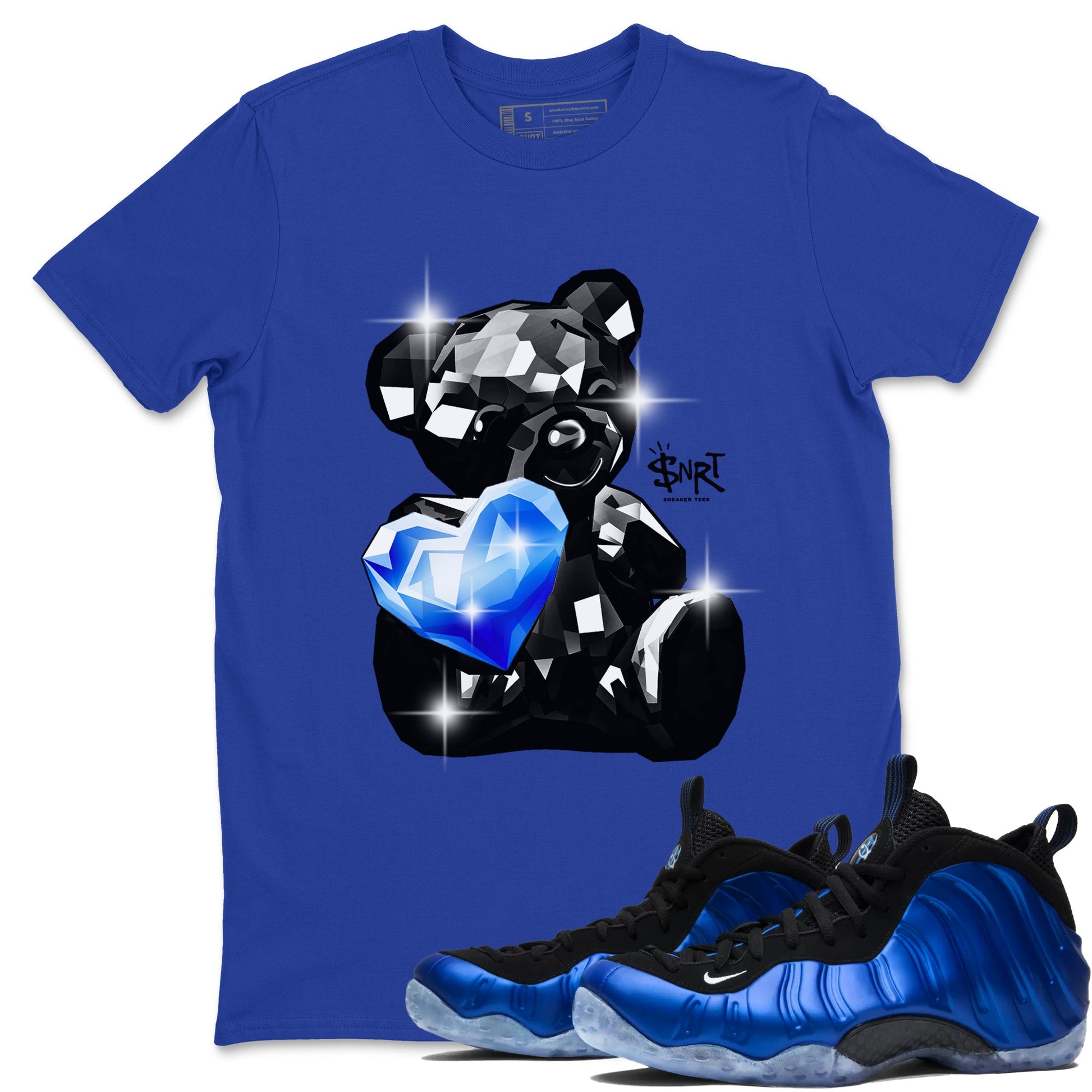 Foams One Royal shirts to match jordans Bear Germs sneaker match tees Air Foamposite One Royal match shoes to clothes SNRT Sneaker Tees unisex cotton Royal Blue 1 shirts