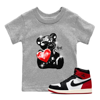 1s Black Toe Reimagined shirts to match jordans Bear Germs sneaker match tees Air Jordan 1 Black Toe Reimagined match shoes to clothes SNRT Sneaker Tees Youth Baby Heather Grey 1 tee