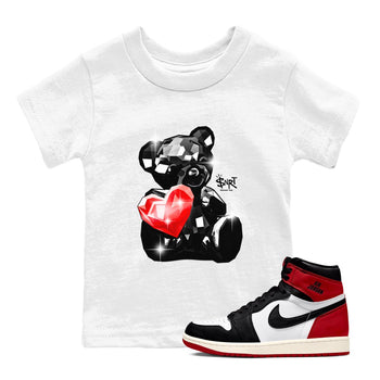 1s Black Toe Reimagined shirts to match jordans Bear Germs sneaker match tees Air Jordan 1 Black Toe Reimagined match shoes to clothes SNRT Sneaker Tees Youth Baby White 1 tee