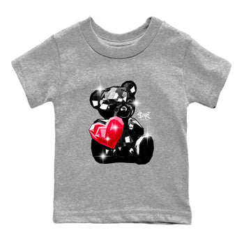 Bear Germs baby and kids t-shirt crafted for little sneakerheads to shine with the Air Jordan 1 Ruby sneakers, displayed in Heather Grey 2.