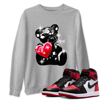 Bear Germs sneaker match t-shirt styled to complete your fit with the Air Jordan 1 Ruby sneakers, shown in Heather Grey 1.