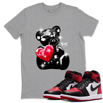 Bear Germs sneaker match t-shirt styled to complete your fit with the Air Jordan 1 Ruby sneakers, shown in Heather Grey 1.