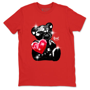 Bear Germs sneaker match t-shirt styled to complete your fit with the Air Jordan 1 Ruby sneakers, shown in Red 2.