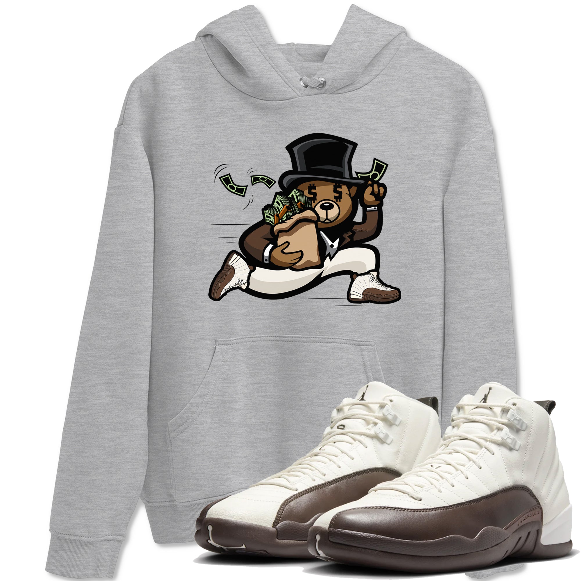 AJ12 Baroque Brown shirts to match jordans Bear Steals best t shirts to wear with jordans SoleFly x Jordan 12 Baroque Brown match shoes to clothes SNRT Sneaker Tees unisex cotton Heather Grey 1 shirts
